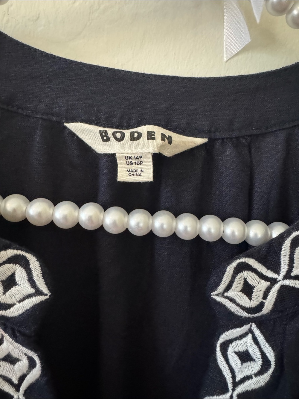 Boden Navy Maxi Dress with White Embroidery - Picture 3 of 9